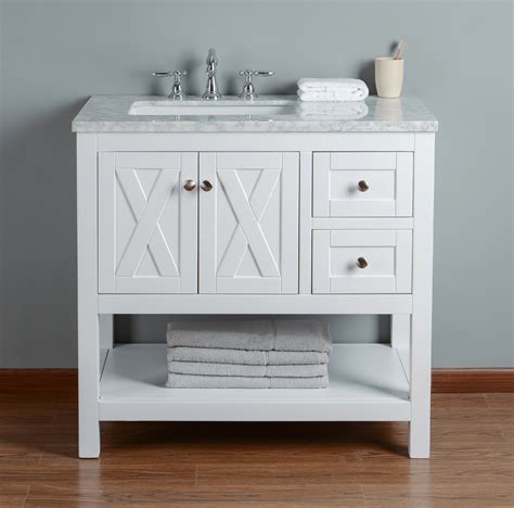 Stufurhome Anabelle 36 Inches White Single Sink Bathroom Vanity