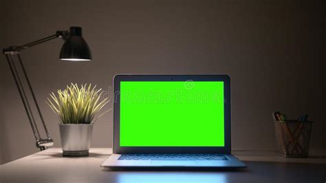 laptop green screen stock photo image   display