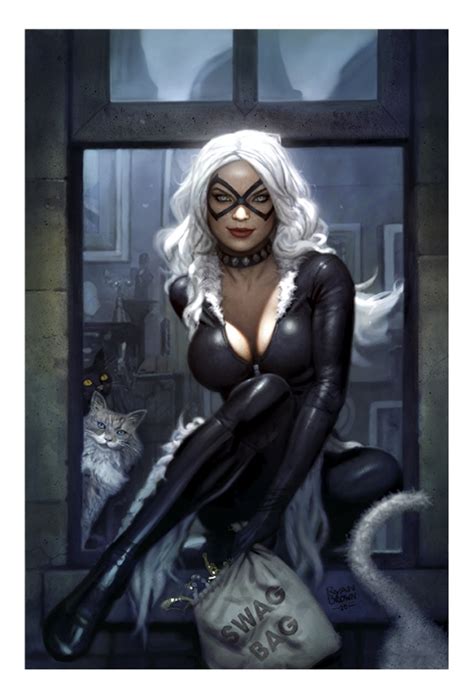 Black Cat Cover For Marvel Comics In Ryan Browns Comic Art Work