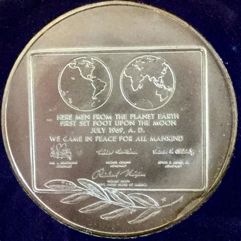 Franklin Mint First Step On The Moon Eyewitness Sterling Silver Medal