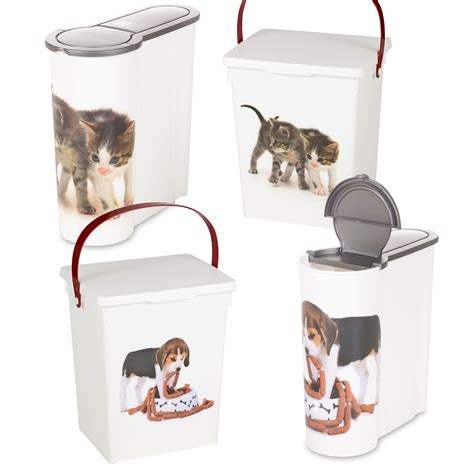 Stainless steel dog food container. Cat Dog Pet Food Storage Container Box Bucket Bin Table ...