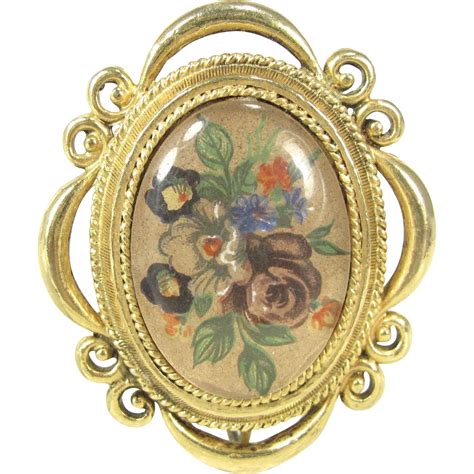Vintage Corday Floral Locket Solid Perfume Pendant Gold Tone Flowers