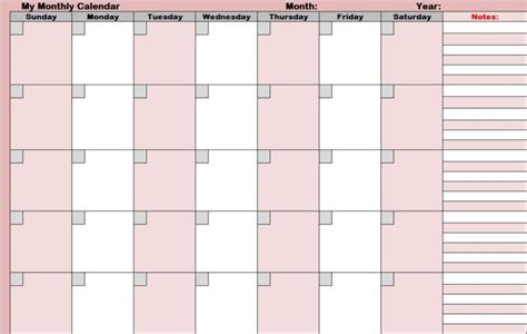 Blank Activity Calendar Template 2 Templates Example Templates