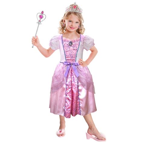 Girls Pale Pink Princess Costume Set Fancy Dress Costume