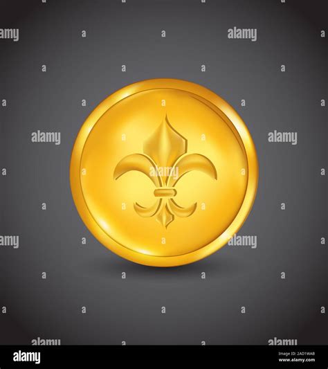 Golden Coin With Fleur De Lis On Black Background Stock Photo Alamy