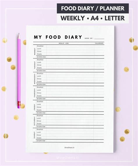 2 Week Diet Diary Week Diet Diary 2 Wochen Diät Tagebuch