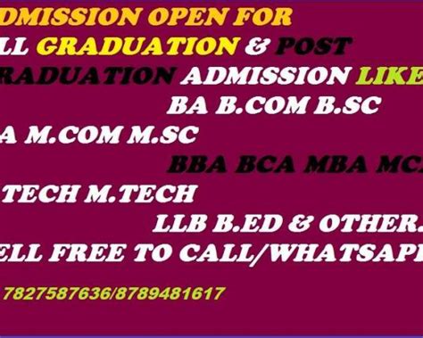 Contact Us For Admission In Ba Bcom Bsc Ma Mcom Msc Graduation