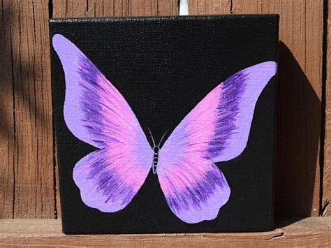 Unique Purple And Pink Butterfly Painting On 6x6 Canvas Butterfly