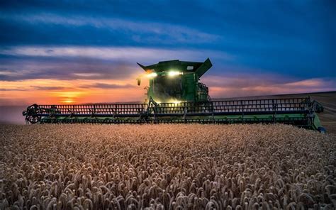 Download Wallpapers 4k John Deere X950 Sunset Combine Harvester