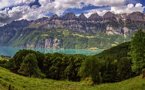 Download Wallpapers Lake Walen 4k Mountains Alps Summer Walensee