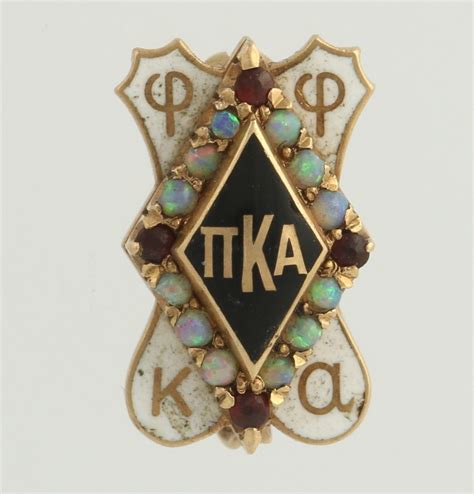 Pi Kappa Alpha Vintage Fraternity Badge Pin 14k Yellow Gold Opals C