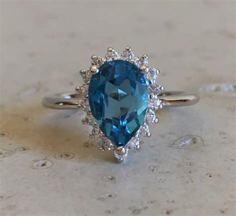London Blue Topaz Engagement Ring December Birthstone Ring Promise
