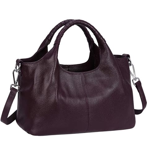 Iswee Womens Genuine Leather Handbags Tote Bag Shoulder Bag Top Handle