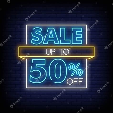 Premium Vector Sale Up To 50 Off Neon Sign Style Text Vector