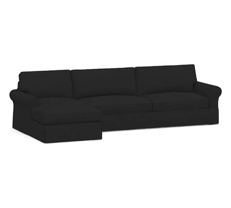 Pb Comfort Roll Arm Slipcovered Right Arm Sofa With Chaise Sectional