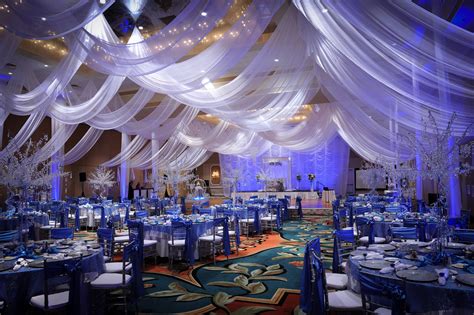 how to design a wedding reception with a midnight blue, silver, and