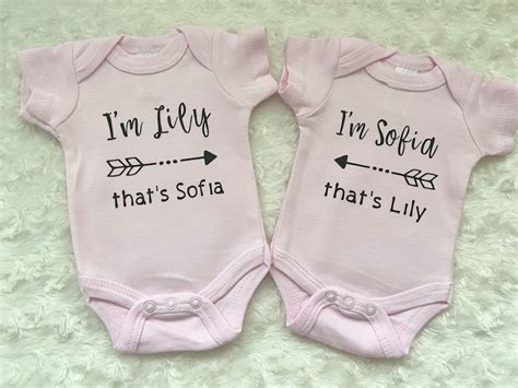 Personalised Twin Baby T Set Twins Matching Vests Ts Etsy Uk