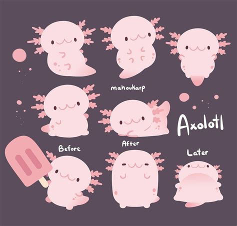 Kawaii Axolotl Drawing Easy I Love You A Lotl Cute Kawaii Axolotl