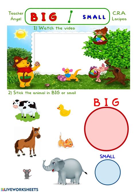 Big and small Interactive worksheet | Preschool writing, Big and small