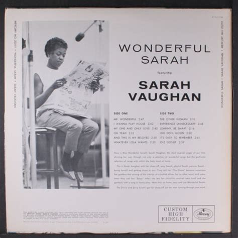 Sarah Vaughan Wonderful Sarah Mercury 12 Lp 33 Rpm Ebay