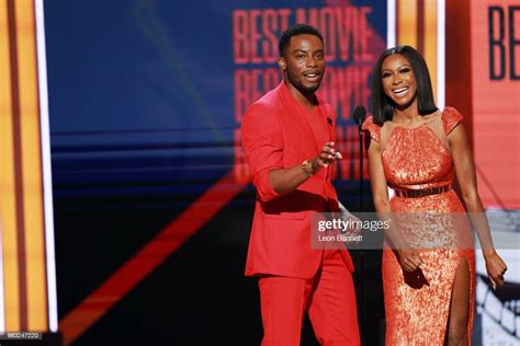 Woody Mcclain And Gabrielle Dennis Speak Onstage At The 2018 Bet