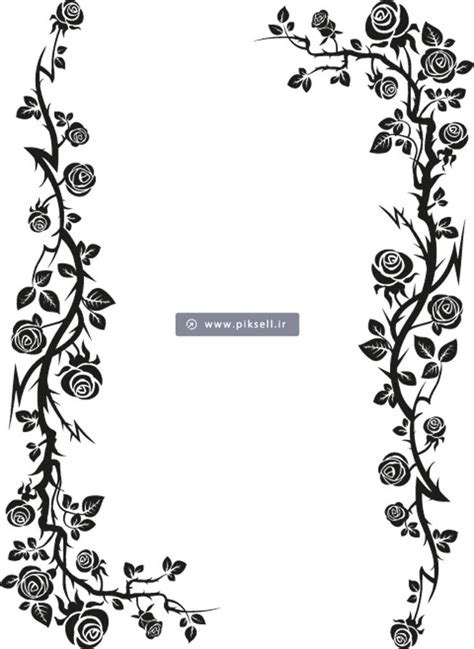 فایل لایه باز وکتور قاب و حاشیه گلدار بصورت سیاه و سفید