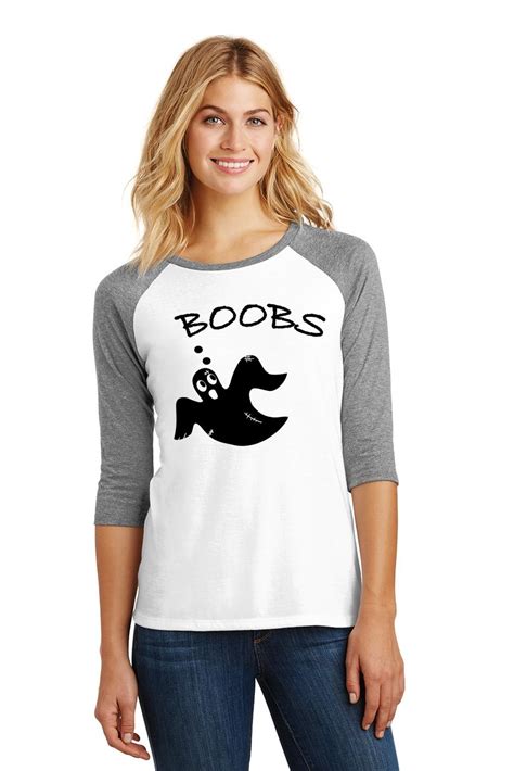 Ladies Boobs Ghost 34 Raglan Halloween Party Ebay