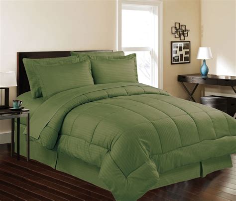 3 Units Of 8 Piece Embossed Stripe Bed In A Bag Queen Size In Sage