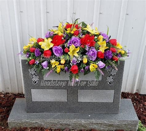 Large Purple Yellow And Red Cemetery Headstone Saddle Grave Etsy