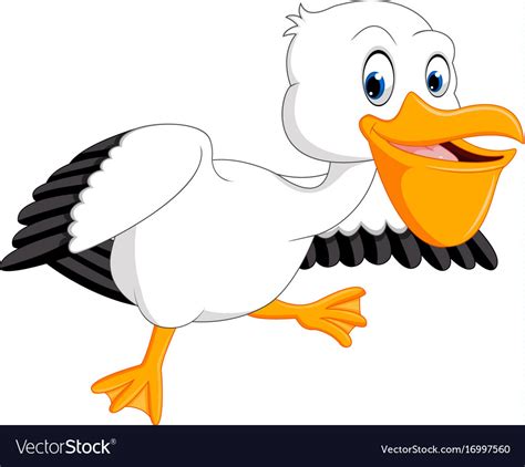Cute Pelican Cartoon Royalty Free Vector Image
