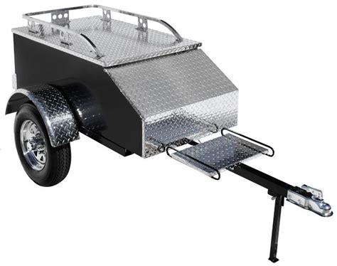 Motorcycle camper trailers are lightweight and admittedly pretty small on space and amenities — after all, you can't fit too much into a package motorcycle camper trailers generally weigh about 300 pounds in order to enable them to be pulled behind motorcycles, though it's still always important to. Pull Behind Motorcycle Trailer XL - Aluminum | Pull behind ...