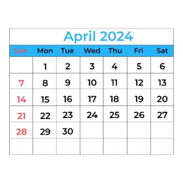Abril Calendario L Nea Azul Simple Vector Png Calendario