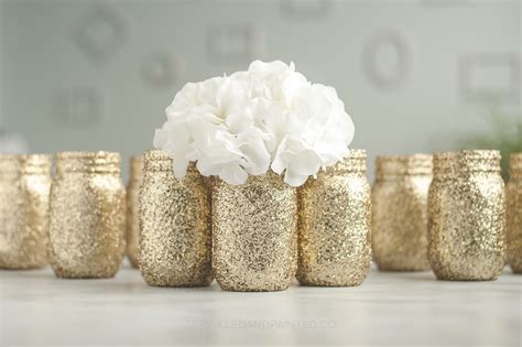 Gold Glitter Mason Jars Sprinkled And Painted At Ka