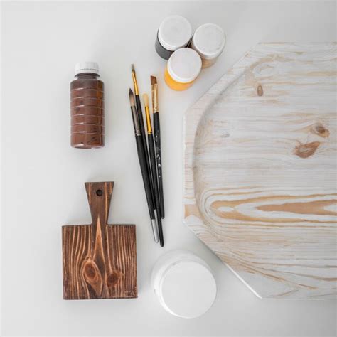 Free Photo Flat Lay Wood Crafting Objects Arrangement