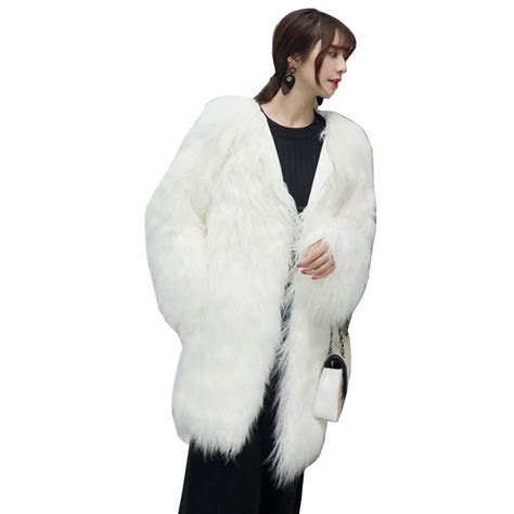 Fur Coat Women Fluffy Warm Long Sleeve Outerwear Autumn Winter Coat