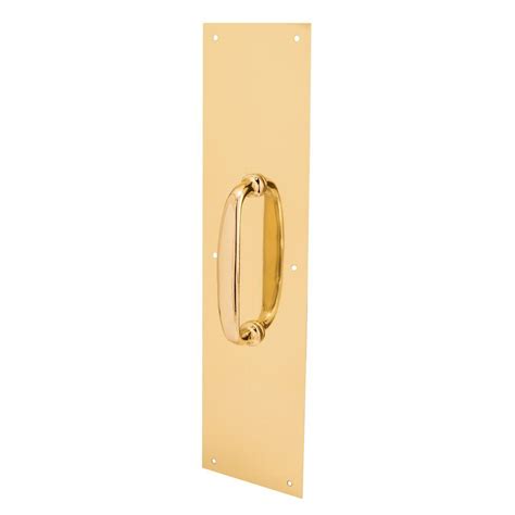 Prime Line 4 In X 16 In Polished Brass Oval Handle Door Pull Plate J