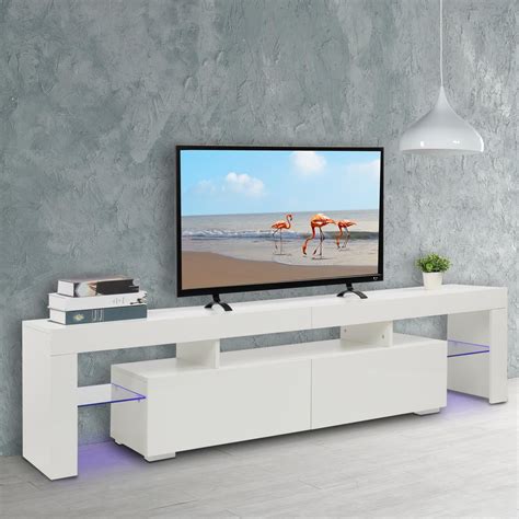 Samyohome Modern Led Tv Unit Cabinet Stand For Tvs Up To 80 Inches