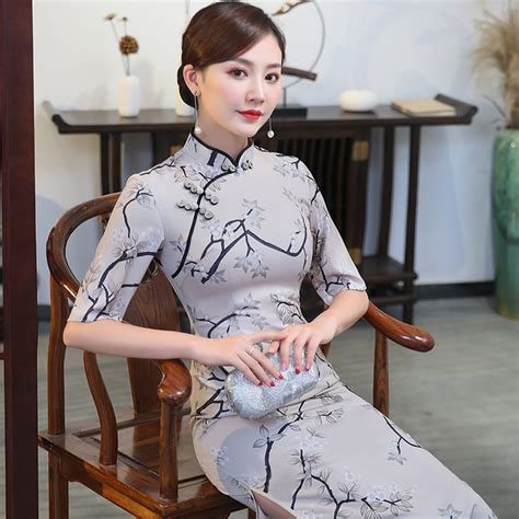 Pretty Floral Print Half Sleeve Cheongsam Qipao Dress Qipao Dress Chinese Dress Asian Dress