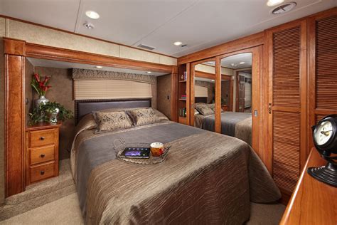 Our 5th wheel rv renovation reveal! Master Bedroom | Luxury motorhomes, Camper interior design, Bedroom makeover