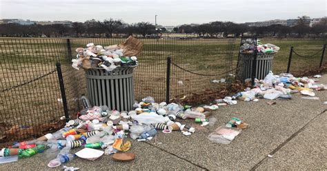 Trash Piling Up At The Washington Monument Near The White House Since