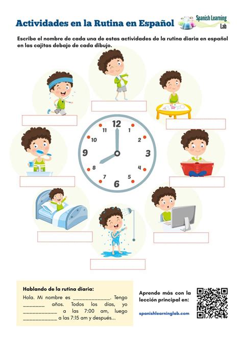 Daily Activities In Spanish Pdf Worksheet Spanish Activities
