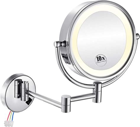 gurun 8 5 inch led lighted wall mount hardwired makeup mirror with 10x magnificationdirect