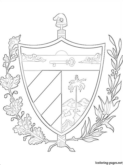 cuba coat  arms coloring page coloring pages