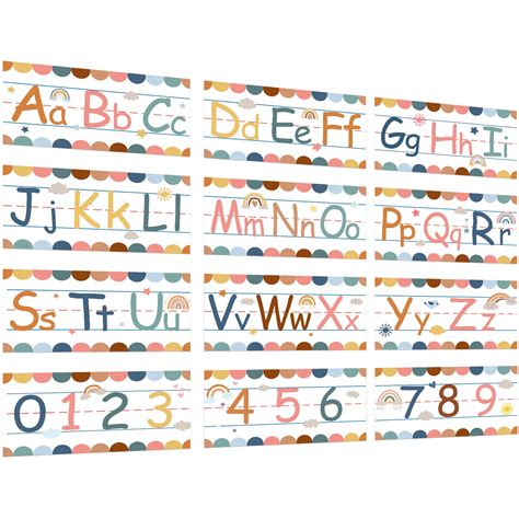Buy 12 Pcs Alphabet Bulletin Board Set Boho Rainbow Abc Number 0 9 Line