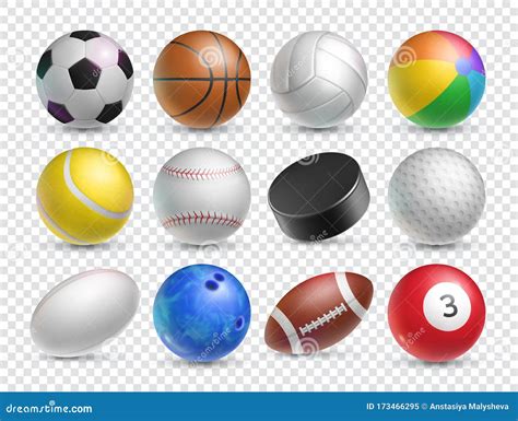 Realistic Balls Set For Various Sports Games Stock Vector
