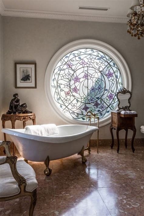 Stained glass and lead lights in arched window of bathroom stock. Stained glass windows - an amazing decorative feature in ...