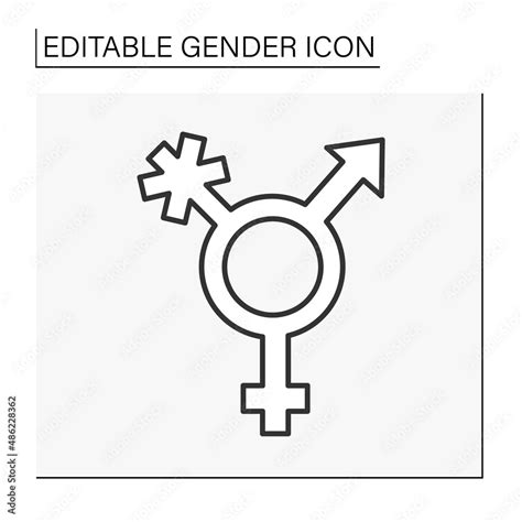 Transgender Symbol Line Icon Combination Of Male And Female Sign With Third Gender Non Binary