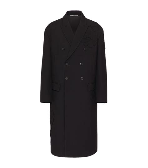 Valentino Black Virgin Wool Double Breasted Garden Coat Harrods UK
