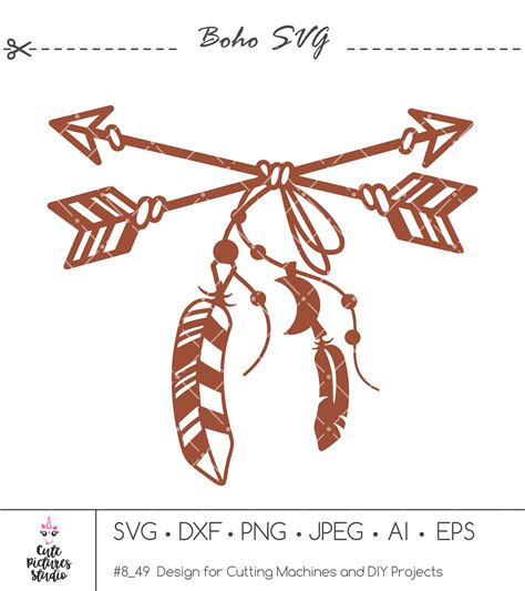 Boho Arrows With Feathers Svg Cut File Boho Arrows Png Clip Etsy