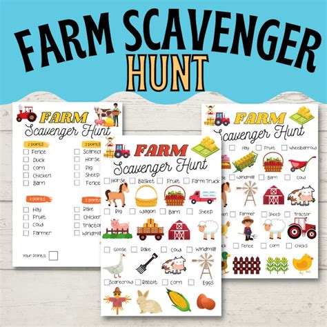 Farm Scavenger Hunt Printable Printable Word Searches